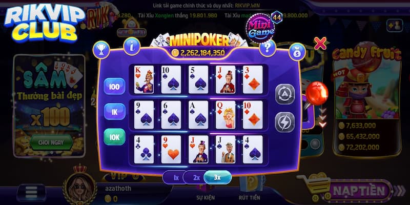 Mini Poker Rik vip - Game thưởng đặc biệt